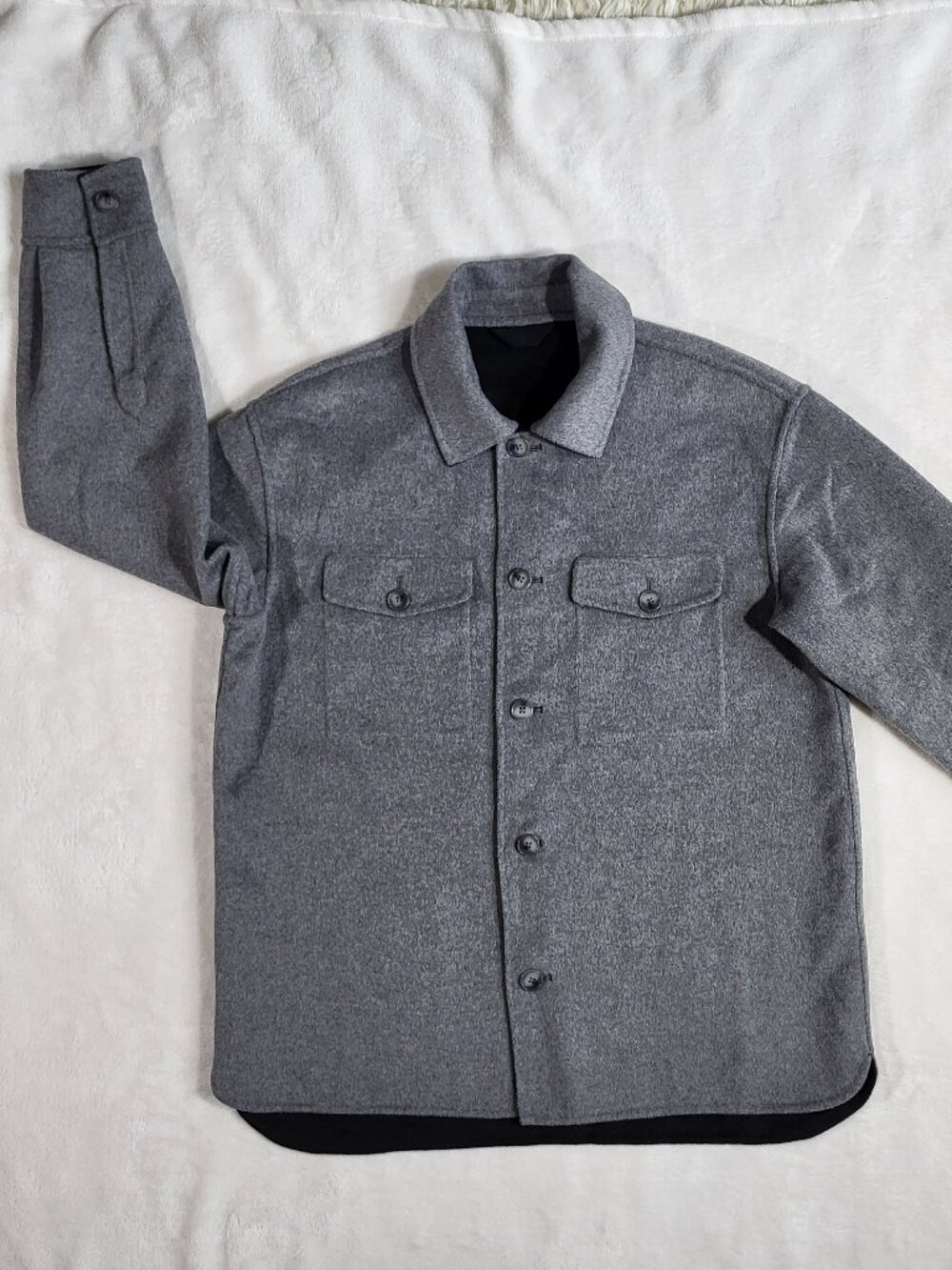 Banana Republic Reversible Double-Faced Shirt Jacket - BLACK/Heather - M #749594 - Picture 5 of 14